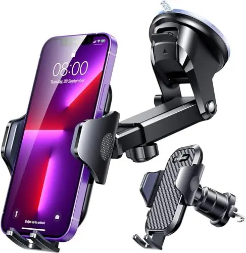 Produktbild: VANMASS 2025<strong>Militär-Klasse:</strong>  Handyhalterung Auto Upgrade<strong>Stärkste Saugnapf & Lüftungshaken:</strong>  4 in 1 Handy Halterung Auto 360° Drehbar Handyhalter Auto auf Armaturenbrett Scheibe für iPhone Samsung usw