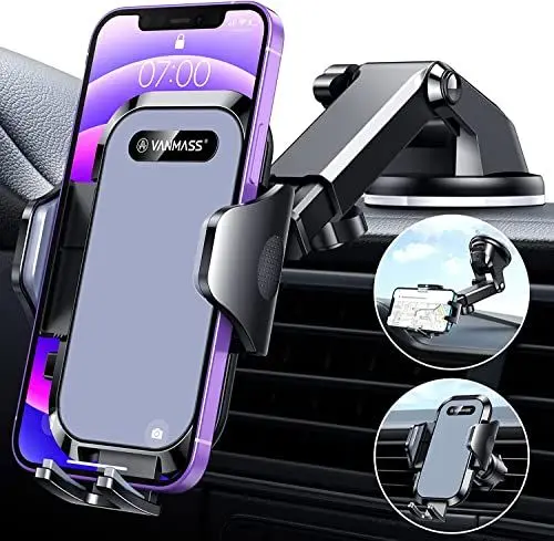 Produktbild: VANMASS Handyhalterung Auto 2025 Upgrade Saugnapf & Lüftungshaken Kfz Handy Halterung Auto Militärstandard Hält Bombenfest 4 in 1 Autohandyhalterung für iPhone 16 15 14 13 Pro Max Samsung usw.