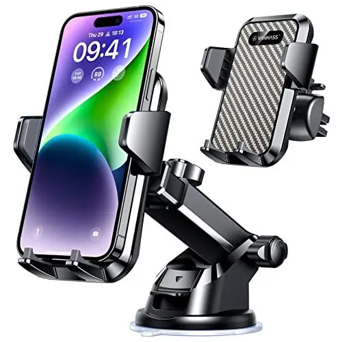 Produktbild: VANMASS Handyhalterung Auto Handyhalter fürs Auto 3 in 1 Kfz Handyhalterung Lüftung & Saugnapf Halter 100% Silikon Schutz Smartphone Halterung Auto für iPhone Samsung Huawei Mate LG