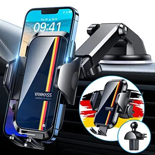 Produktbild: VANMASS Handyhalterung Auto (Upgrade Version Bombenfest) 4 in 1 Saugnapf Lüftung Handyhalter Auto mit Klebepad Handy Halterung Auto Universal Passt zu iPhone 16 Pro Max Plus 15 14 13 Samsung S24 Ultra