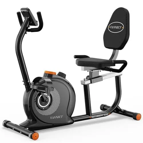 Produktbild: VANNECT Liegeergometer für Zuhause mit 16 verstellbaren Widerstandsstufen, Leise Liegerad Heimtrainer mit Großer Bequem Sitz, App-Konnektivität, Herzfrequenzsensoren, Bis 180kg Ergometer Fahrrad