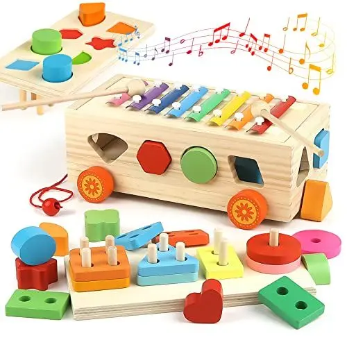 Produktbild: Vanplay Kinderspielzeug Montessori Spielzeug Holzspielzeug Xylophon Motorikspielzeug Bauklötze Baby Kinder ab 2 3 4 Jahr