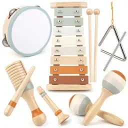 Produktbild: Vanplay Musikinstrumente für Kinder Kinderspielzeug ab 3 Jahre holzspielzeug Trommel Xylophone für Kinder Baby Musikspielzeug
