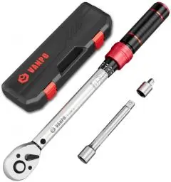 Produktbild: VANPO Drehmomentschlüssel 3/8 Zoll, 5-60Nm Fahrrad & Motorrad Drehmomentschlüssel Set mit 125mm Verlängerungsstange, 3/8