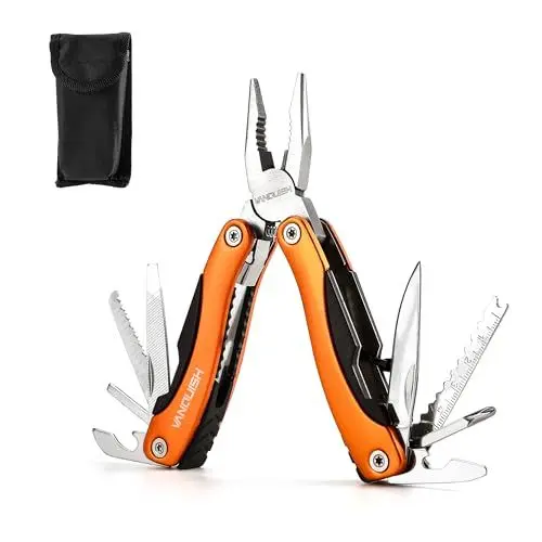 Produktbild: VANQUISH Multifunktionswerkzeug, 13-in-1 Multitool Zange Werkzeug mit Schraubendreher Säge Flaschenöffner für Camping Survival Wandern Outdoor Aktivitäten 4209