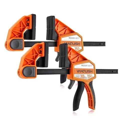 Produktbild: Vanquish Einhandzwinge, Heavy Duty Schnellspanner Einhandzwingen für die Holzbearbeitung, Spannweite 150 mm- Spannkraft 130kg, 361102