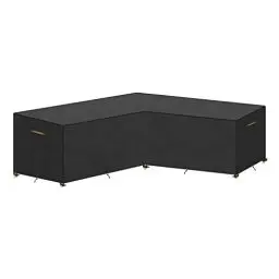 Produktbild: VANSHEIM Lounge Abdeckung L-form Wasserdicht Gartenmöbel Abdeckung l-form Gartenlounge Abdeckung Winddicht 420D Oxford Schutzhülle Loungemöbel Abdeckung Wasserdicht für Balkon Möbel 215x215x87/80cm
