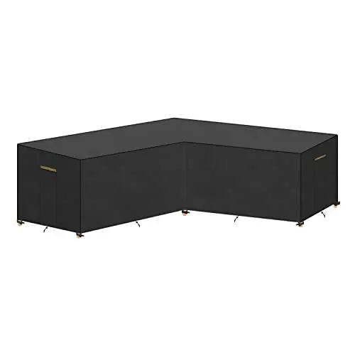 Produktbild: VANSHEIM Lounge Abdeckung L-form Wasserdicht Gartenmöbel Abdeckung l-form Gartenlounge Abdeckung Winddicht 420D Oxford Schutzhülle Loungemöbel Abdeckung Wasserdicht für Balkon Möbel 215x215x87/80cm