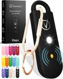 Produktbild: Vantamo Taschenalarm Extra Laut 130dB Mit 2 Lautsprechern Für Selbstverteidigung Frauen, Hell Taschenlampe & Batteriewarnung, Alarm Für Frauen Unterwegs Mit Schlüsselanhänger