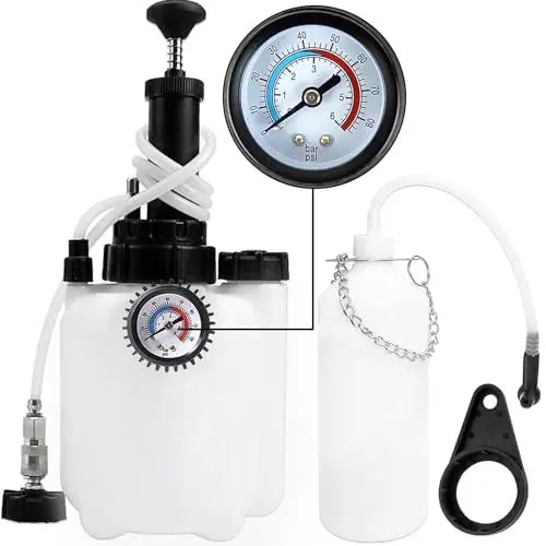 Produktbild: Vanwoke Bremsenentlüftungsgerät Auto Bremsenentlüfter, 3L Bremsflüssigkeitswechselgerät mit 1L Bremsenentlüfterflasche und E20 Adapter Geeignet für die Meisten EuropäIschen Automodellen