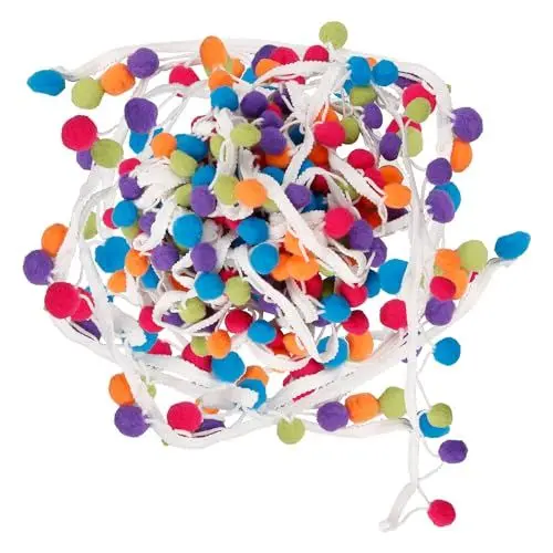 Produktbild: Vanyibro 5 m 15 mm mehrfarbiges Pompon-Fransenband, Band zum Nähen, Basteln, Ballquastenband für Kleidung, Vorhang, Kissen, Zubehör, Dekoration