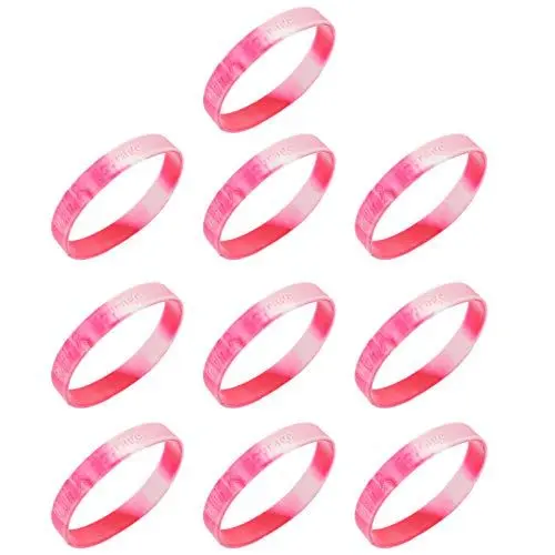 Produktbild: VANZACK 10St Brustkrebs Armband Brustbewusstsein Armband für Gesundheitsbewusstsein Fischglas Geschenkband Armbänder Brustkrebsarmband Hand Armband Schleife Schmuck Damen Kieselgel Rosa