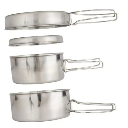 Produktbild: VANZACK Kochtopf Aus Mit Deckel Für Camping Und Picknick Tragbares Kochgeschirr-Set Für Outdoor-aktivitäten Geeignet Für Wandern Grillen Und Kochen Im Freien