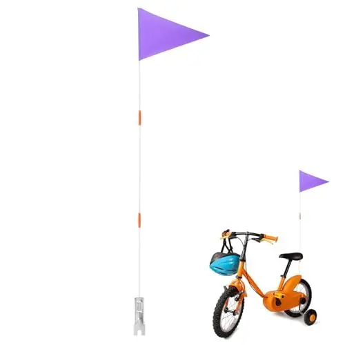 Produktbild: VANZACK 1 Satz Fahrradfahnenmast Outdoor-Fahrradfahne Fahrradfahnen für den Außenbereich Heimtrainer Fahrrad draussen das Schild Wimpel Auto Flagge Kind Zubehör Glasfaser Violett