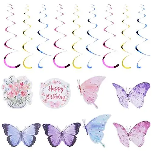 Produktbild: VANZACK 1 Satz Schmetterlings-spiralen-Ornament Folienstrudeldekorationen Frühlingshafte Dekorationen Partydekoration Zum Thema Schmetterlinge Gartenbanner Spiral- Baby Papier Die Blumen