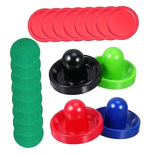 Produktbild: VANZACK 2sätze Air Hockey Zubehör Mit Pucks Ergonomischer Pusher Filzpucks Und Rote Pucks Für Standard Eishockeytische
