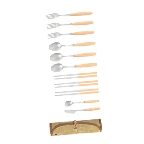 Produktbild: VANZACK 2 Sätze Camping Geschirr Set Wanderausrüstung Reiseutensilien camping besteckset campingbesteck set Reisezubehör Campingzubehör Utensilien-Kit Camping-Must-Haves Rostfreier Stahl