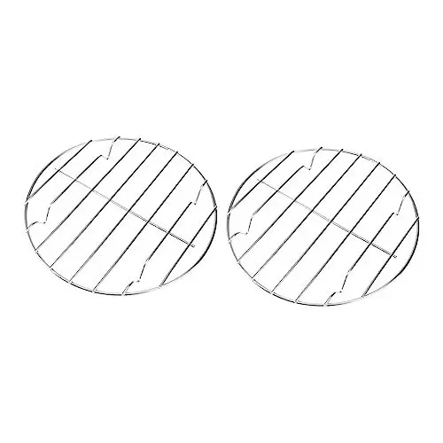Produktbild: VANZACK 2 Stück Grillrost aus Edelstahl Grillen Grillzange klein Kreis Grillutensilien für Rostfreier Grillständer Runder Grillständer Grillbesteck aus Edelstahl Runde Grillstände Silver