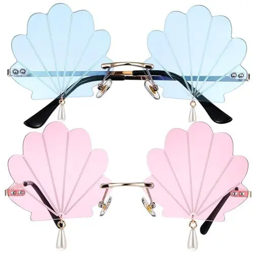Produktbild: VANZACK Muschel-sonnenbrillen-set – Rave-brille Mit Leichte Partybrille Für Damen Disco-style