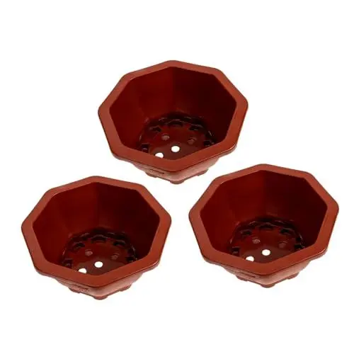 Produktbild: VANZACK 3 Stücke Rot Verzinktem Octagon Pflanzen Topf Für Sukkulenten Bonsai Topf Feine Handwerkskunst