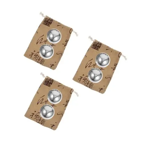 Produktbild: VANZACK 3 Sets Edelstahl Handball Handbälle Massageball Handübungsball Glatte Kleine Bälle Massage Hand Entspannungsbälle Chinesische Handbälle Handrollerbälle Praktische Bälle Silber