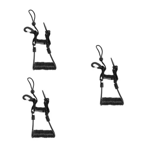 Produktbild: VANZACK 3st Tauchkameraseil Tauchsicherheits-Lanyard-Seil Tauchhaken Tauchmaskenband Tauchwerkzeuge Tauchzubehör Tauchtrainingszubehör Federschnallenverbindung Black Rostfreier Stahl