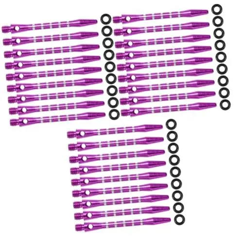 Produktbild: VANZACK 60 STK Wurfspielzeug zwirn Metall stäbchen shafts rankstab Metall Shaft Dartzubehör mit weicher Spitze Pfeilstiele werfen Dartschäfte aus Aluminiumlegierung Violett