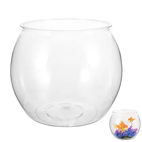 Produktbild: VANZACK Fischglas-Vase Weithalsige Blumenvase Rundes Terrarium Kunststoff-Hydrokultur-Pflanzgefäß Blumenbehälter Transparentes Fischglas Sukkulenten-Topf Tischdekoration