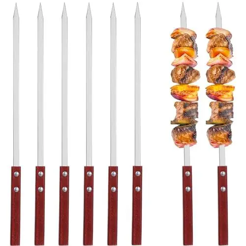 Produktbild: VANZACK Grillspieße Lagerfeuer Grillspieße Aus Edelstahl 6 Stück Flache Kabob-spieße Zum Grillen Langer Schaschlikspieße Wiederverwendbare Grillspieße Für Fleisch Huhn Gemüse Grillspiesse