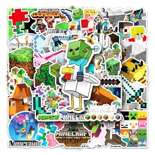 Produktbild: VARACL Minecraft-Aufkleber-Set für Kinder und Erwachsene, wasserdicht, Pixel-Miner-Handwerk, Gaming-Aufkleber für Kinder, Spielbelohnung, Wasserflaschen, Laptop-Dekoration,, 20EUVRC050