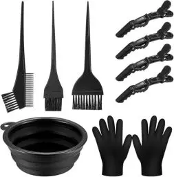 Produktbild: VARHHUXHA Haarfärbepinsel Set, 9 Stk Haare Färben Zubehör, Haar Färben Färbung Tool, mit Bürstenkamm, Färbebürste, Haartönungsschale Haarnadeln, Handschuhe, für Salon DIY Haarfärbe Kit