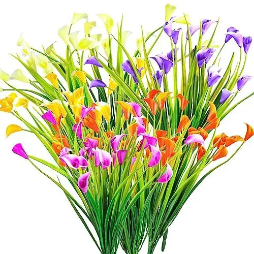 Produktbild: VARHHUXHA Künstliche Blumen, 6 STK Dekorative Calla Lily Bouquet der Blumen Künstliche, Plastikblumen UV-beständig Deko für Haus, Garten, Büro, Küche, Tisch, Mittelstücke Deko (5 Farben)