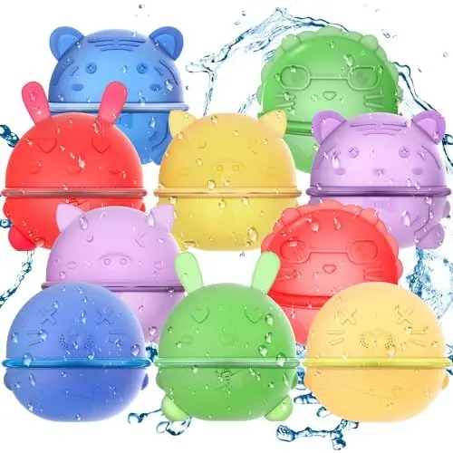 Produktbild: Variglas 10 Stück Wasserbomben Wiederverwendbar - Silikon Magnetische Wasserbomben Selbstschließend,Pool-Strand-Wasserspielzeug für Kinder und Erwachsene,Sommerspielzeug Outdoor-Aktivitäten