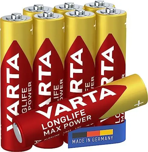 Produktbild: VARTA Batterien AAA, 8 Stück, Longlife Max Power, Alkaline, 1,5V, für Digitalkamera, Controller, Blutdruckmessgerät, Made in Germany