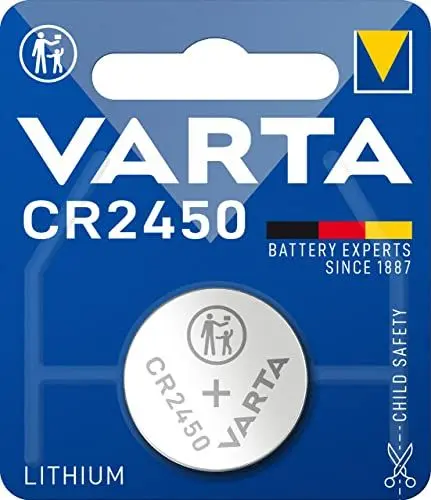 Produktbild: VARTA Batterien Knopfzelle CR2450, 1 Stück, Lithium Coin, 3V, kindersichere Verpackung, für elektronische Kleingeräte - Autoschlüssel, Fernbedienungen, Waagen