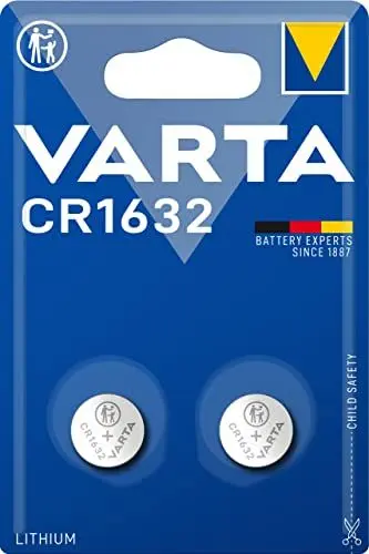 Produktbild: VARTA Batterien Knopfzellen CR1632, 2 Stück, Lithium Coin, 3V, kindersichere Verpackung, für elektronische Kleingeräte - Autoschlüssel, Fernbedienungen, Waagen