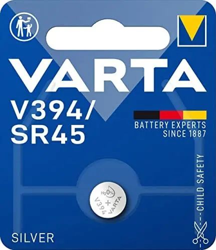 Produktbild: VARTA Batterien V394/SR45 Knopfzelle, 1 Stück, Silver Coin, 1,55V, kindersichere Verpackung, für elektronische Kleingeräte - Uhren, Autoschlüssel, Fernbedienungen, Waagen