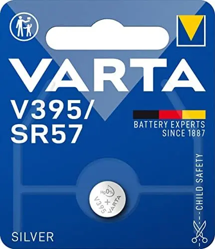 Produktbild: VARTA Batterien V395/SR57 Knopfzelle, 1 Stück, Silver Coin, 1,55V, kindersichere Verpackung, für elektronische Kleingeräte - Uhren, Autoschlüssel, Fernbedienungen, Waagen