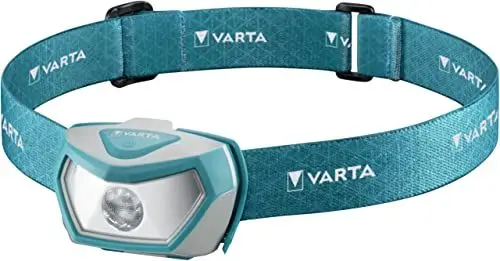 Produktbild: VARTA Stirnlampe LED inkl. 3x AAA Batterien Kopflampe, Outdoor Sports H10 Pro, zwei Leuchtmodi, spritzwassergeschützt, Dimmfunktion, mit schwenkbarem Kopf, blau