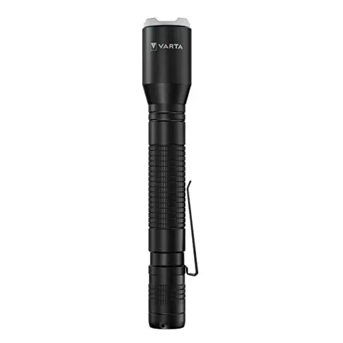Produktbild: VARTA Taschenlampe LED inkl. 2x AA Batterien, Aluminium Light F20 Pro Leuchte, Lampe mit drei Leuchtmodi, Taschenleuchte mit Aluminiumgehäuse, texturiertem Griff, stoßfest