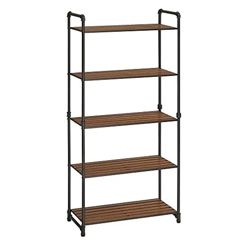 Produktbild: VASAGLE Badezimmerregale, 5-stöckiges Lagerregal, Pflanzenständer, 64 x 31 x 120 cm, für Wohnzimmer, Balkon, Küche, rustikales Braun und Schwarz UBSC26BXV1
