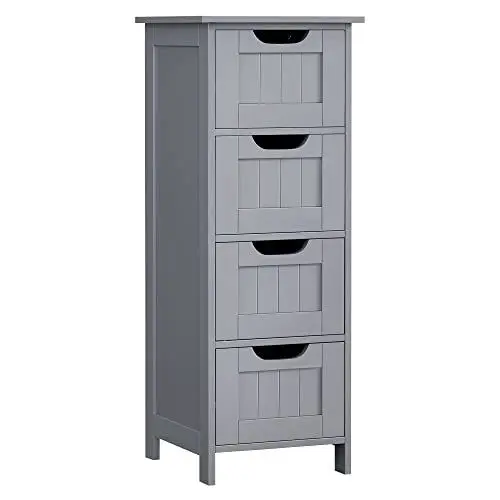 Produktbild: VASAGLE Badezimmerschrank, Badschrank, Beistellschrank mit 4 Schubladen, 30 x 30 x 82 cm, für Badezimmer, Wohnzimmer, Esszimmer, Küche, modern, mystisches Grau LHC040P36