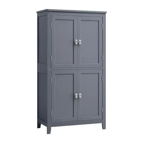 Produktbild: VASAGLE Badezimmerschrank, Badschrank, Küchenschrank mit 4 Türen, verstellbare Ablagen, 30 x 60 x 110 cm, schiefergrau BBC552G01