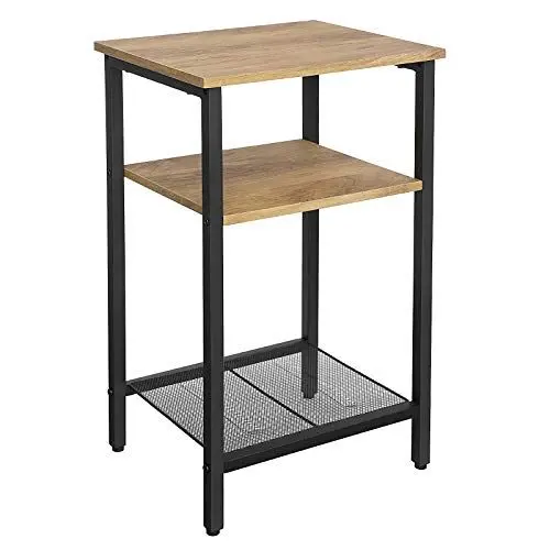Produktbild: VASAGLE Beistelltisch, Nachttisch, Kleiner Sofatisch, Schlafzimmer, Wohnzimmer, einfacher Aufbau, stabil, Stahlgestell, Industriestil, honigbraun-schwarz LET201B05, 34 x 29 x 58 cm