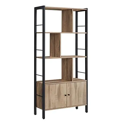 Produktbild: VASAGLE Bücherregal, Bücherschrank mit 4 offenen Regalebenen, Regal, Standregal, geräumiger Wohnzimmerschrank, Küche, Büro, Stahlgestell, Industrie-Design, Kamelbraun-tintenschwarz LBC022B50