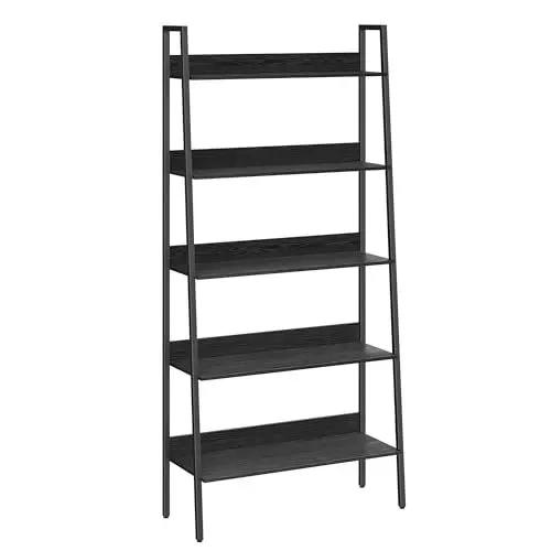 Produktbild: VASAGLE LLS129B56 Schmales Leiterregal mit 5 Ebenen, für Büro, Zuhause, Wohnzimmer, Schlafzimmer, Küche, Industrie, Ebenholzschwarz und Tintenschwarz
