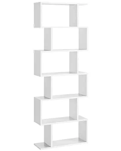 Produktbild: VASAGLE Bücherregal, Regal mit 6 Ebenen, 24 x 70 x 191 cm, Standregal, Büroregal, freistehend, Dekoregal, zur Präsentation, modern, für Wohnzimmer, Schlafzimmer, Büro, weiß LBC61WT