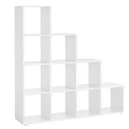 Produktbild: VASAGLE Bücherregal mit 10 Fächern, Regal offen, Stufenregal, Ordnungssystem für Deko, Fotos, Pflanzen, Wohnzimmer, Schlafzimmer, Arbeitszimmer, 29 x 129,5 x 129,5 cm, wolkenweiß LBC10WTV1