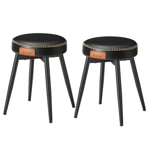 Produktbild: VASAGLE EKHO Kollektion - Esszimmerstühle, 2er Set, Küchenstühle, Kunstleder, Mid-Century-Modern-Stil, 48,2 cm hoch, einfacher Aufbau, Schlafzimmer, tintenschwarz LDC170B02
