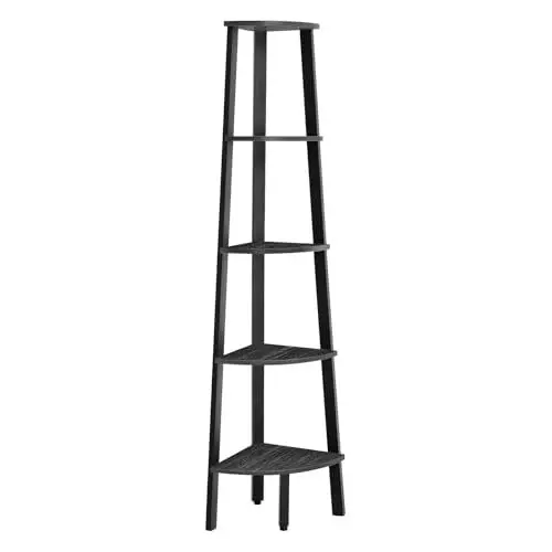 Produktbild: VASAGLE Eckregal, Bücherregal mit 5 Ebenen, Leiterregal, Aufbewahrungsregal, Pflanzenregal für Wohnzimmer, Industrial-Design, mit Stahlrahmen, anthrazitgrau-Mattschwarz LLS035B02